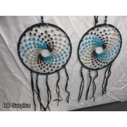 R-289: Dream Catchers with Leather Wrapped Hoops – 2 Items