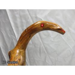 R-251: Burled Eagle Head Walking Stick – Carved