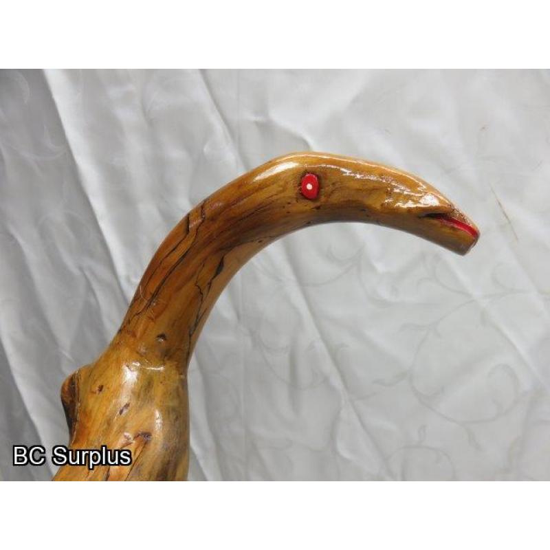 R-251: Burled Eagle Head Walking Stick – Carved