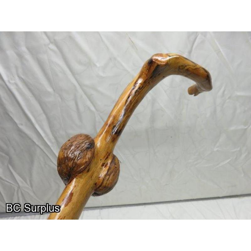 R-251: Burled Eagle Head Walking Stick – Carved