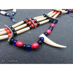 R-298: Beaded-Leather & Bone Style Necklaces – 2 Items