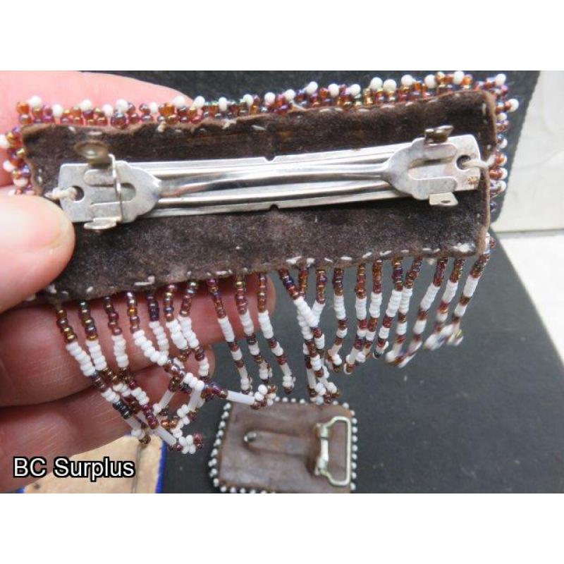 R-303: Beaded Belt Buckles & Barrette – 5 Items