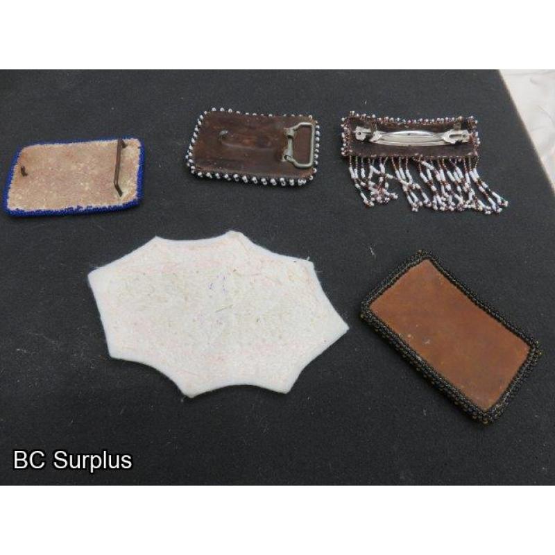 R-303: Beaded Belt Buckles & Barrette – 5 Items