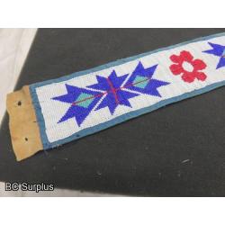 R-294: Beaded Vintage Belt – Leather Ends – 1 Item