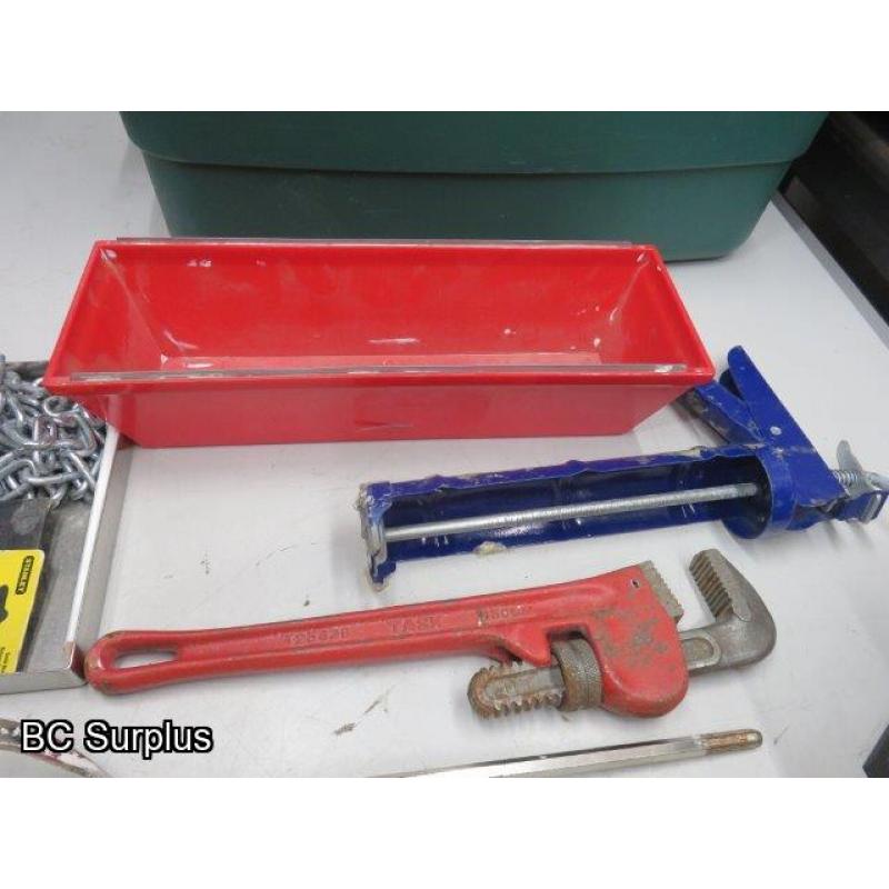 R-370: Caulking Guns; Hand Tools; Pipe Wrench; Etc – 1 Lot