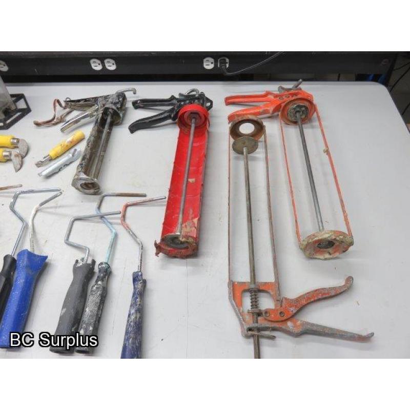 R-370: Caulking Guns; Hand Tools; Pipe Wrench; Etc – 1 Lot