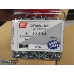 R-375: Grip Rite Drywall TEK 1.25 inch Screws – 1 Case