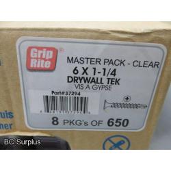 R-375: Grip Rite Drywall TEK 1.25 inch Screws – 1 Case