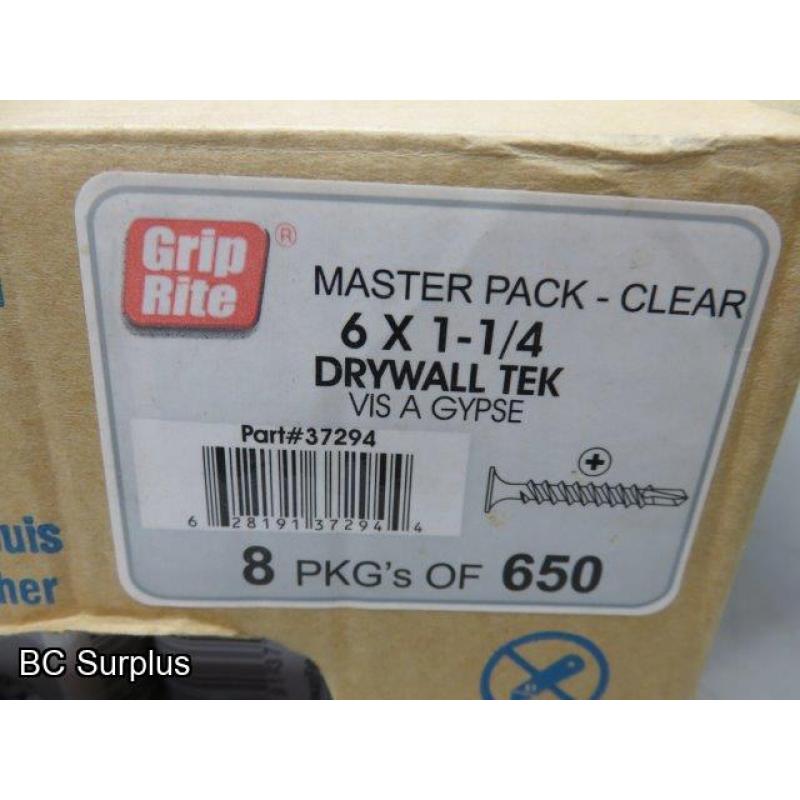 R-375: Grip Rite Drywall TEK 1.25 inch Screws – 1 Case