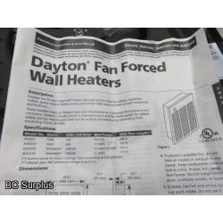 R-421: Dayton 3UG56D Fan Forced Electric Wall Furnace – Unused