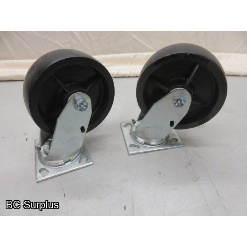 R-475: Heavy Duty 6 inch Swivel Casters – 2 Items – Unused