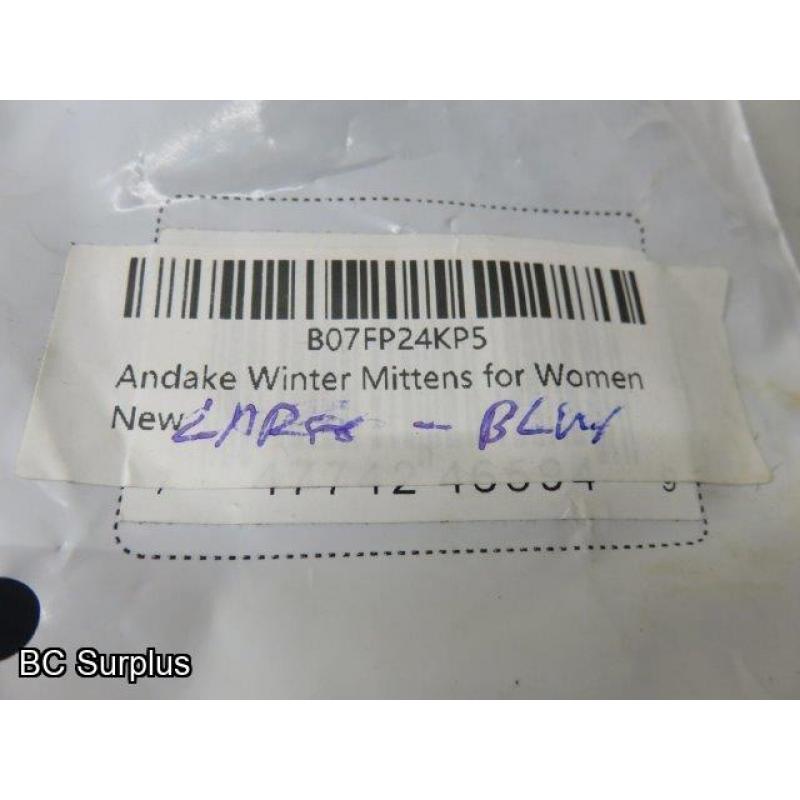 R-493: Andake Winter Mittens – 9 Pairs – Unused