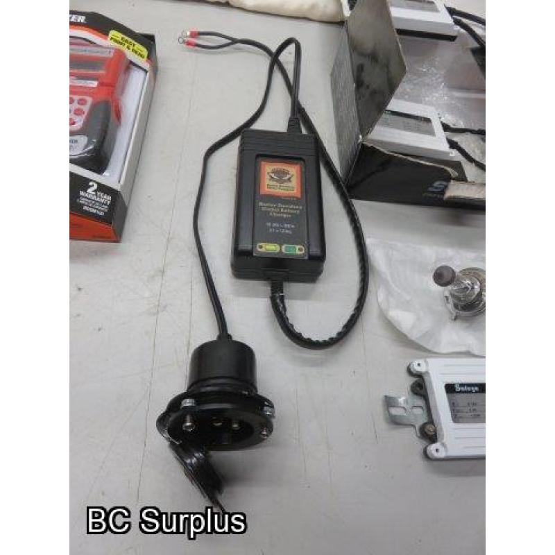 R-503: Harley Davidson Battery Charger; Tape Measure – Etc