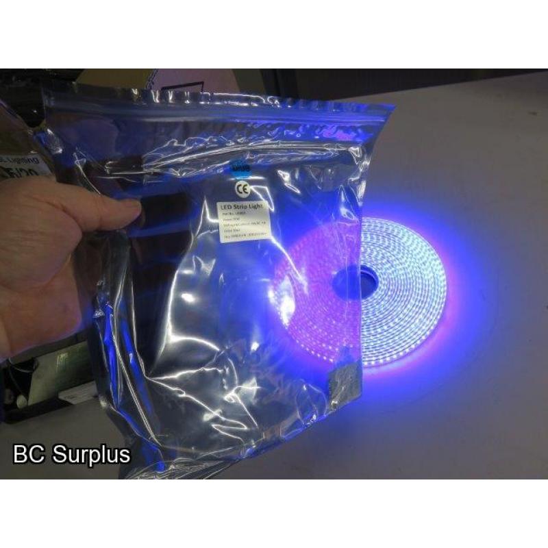 R-636: Blue LED Tape Light Strips – 27 Lengths – 30ft Each