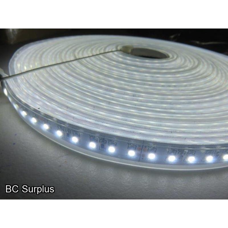 R-639: White LED Tape Light Strips – 25 Lengths; 30ft Each