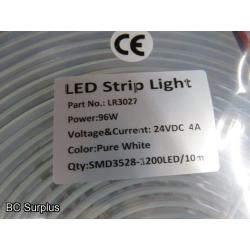 R-639: White LED Tape Light Strips – 25 Lengths; 30ft Each