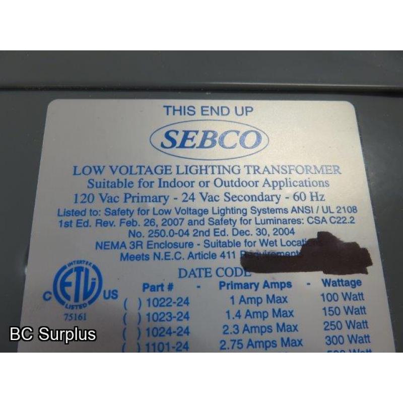 R-674: Sebco Low Voltage Transformer – 120v/24v – Unused