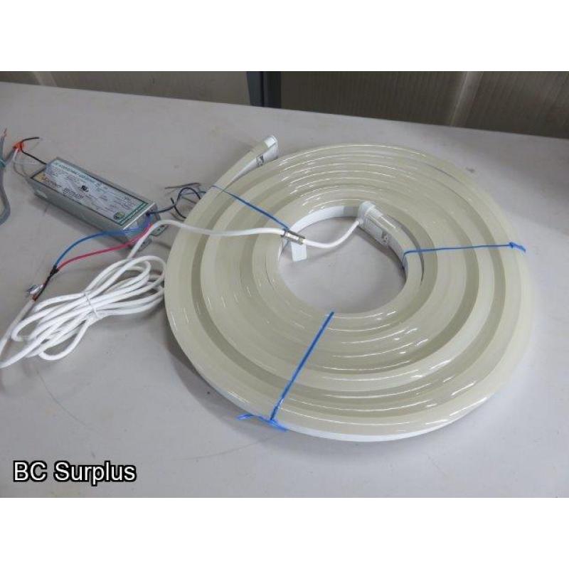 R-618: White Neon Strip Lights with Power Supply – 24ft