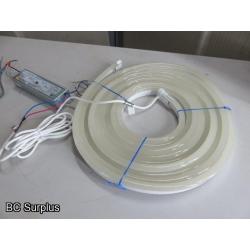 R-619: White Neon Strip Lights with Power Supply – 24ft