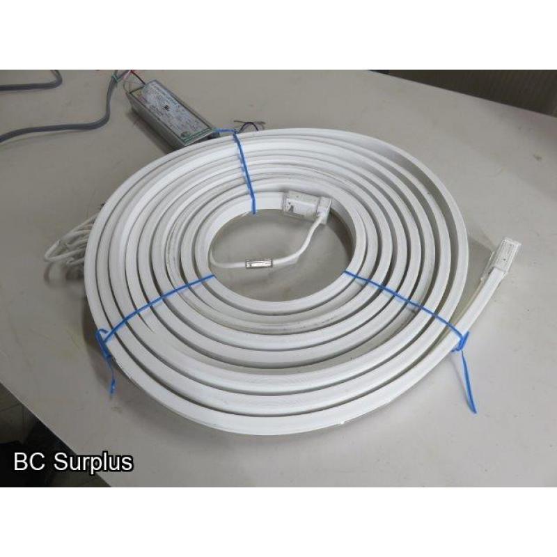 R-619: White Neon Strip Lights with Power Supply – 24ft