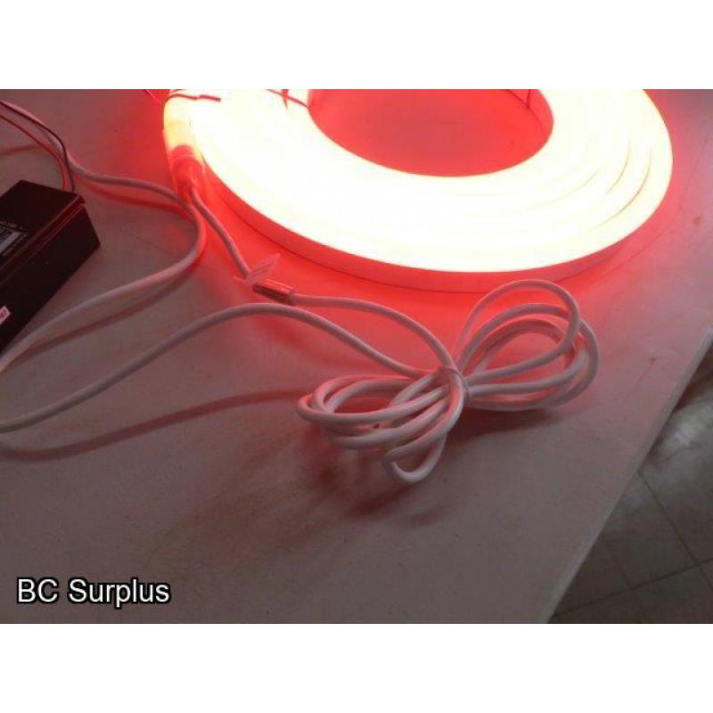 R-622: Red Neon Strip Lights with Power Supply – 21ft