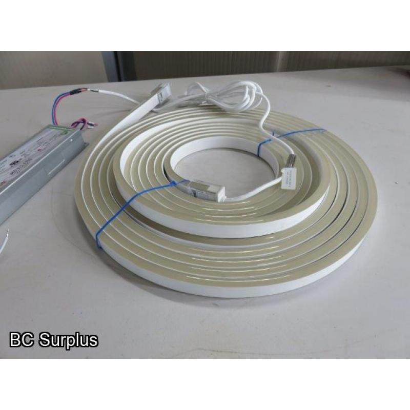 R-624: Yellow Neon Strip Lights with Power Supply – 24ft