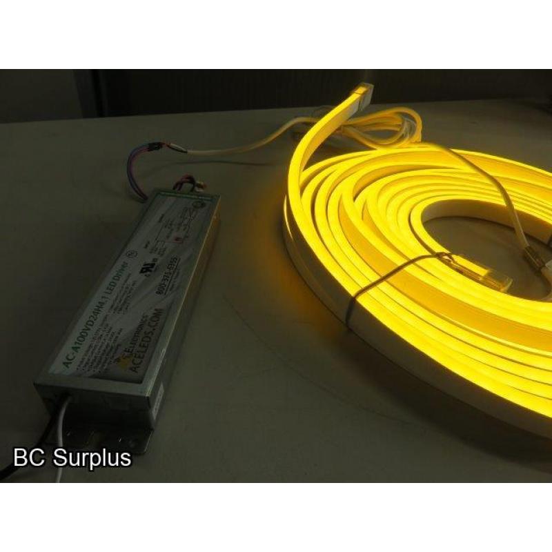 R-625: Yellow Neon Strip Lights with Power Supply – 24ft