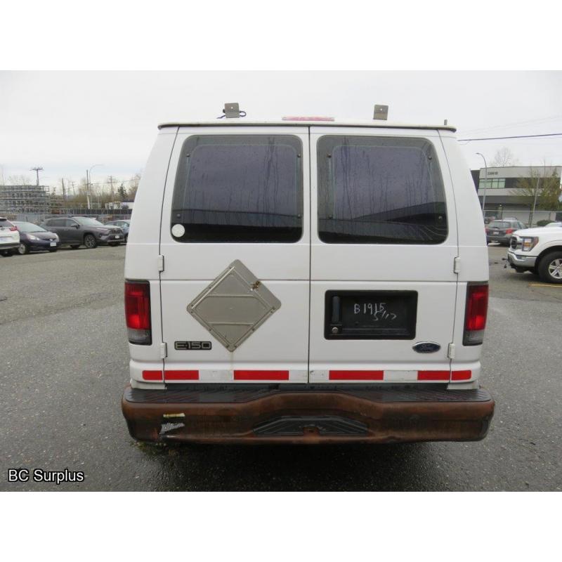 S-1005: 2002 Ford E150 Cargo Van – 97550 kms