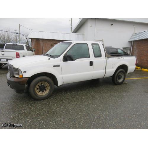 S-1010: 2002 Ford F250 Extra Cab Pickup – 89091 kms