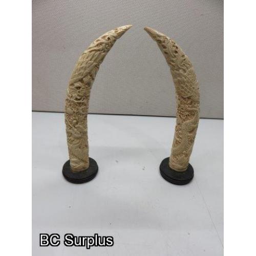 S-13: Vintage Carved Bone Dragons – 1 Pair