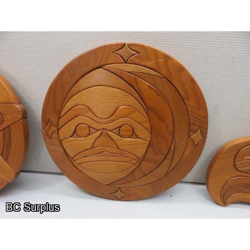 S-39: Red Cedar Block Carvings – Set of 3 – Signed