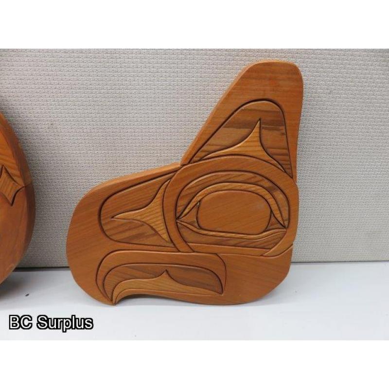 S-39: Red Cedar Block Carvings – Set of 3 – Signed