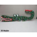 S-46: Green Alligator Painted Folk Art Carving – Signed