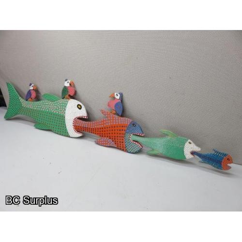 S-49: Folk Art School of Fish with Birds – Signed