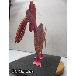 S-72: Folk Art Carved & Painted Wooden Dino-Rooster