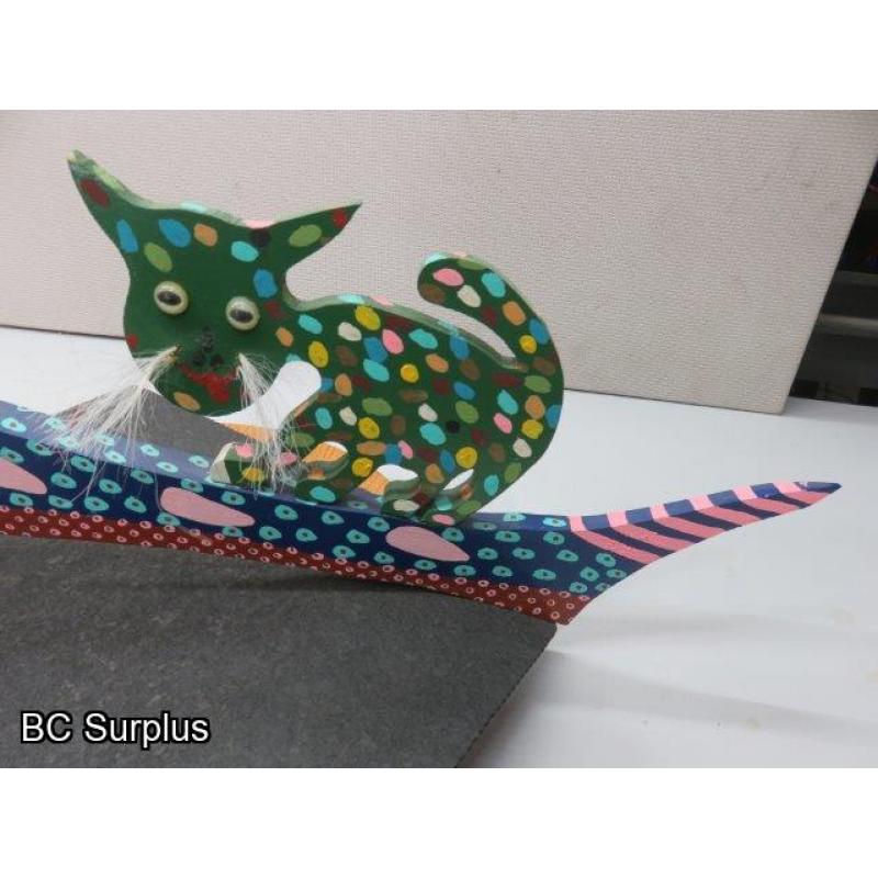 S-74: Folk Art Carved & Painted Wooden Kat Fish