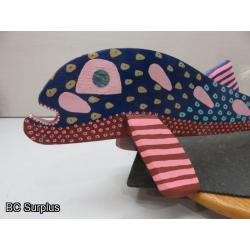 S-74: Folk Art Carved & Painted Wooden Kat Fish