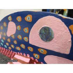 S-74: Folk Art Carved & Painted Wooden Kat Fish