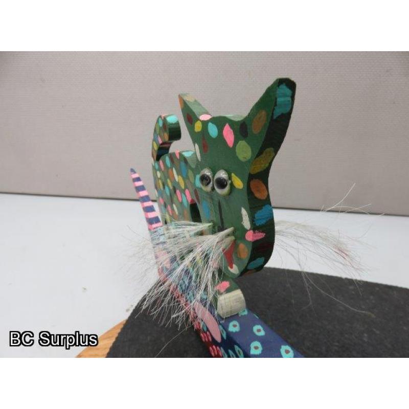 S-74: Folk Art Carved & Painted Wooden Kat Fish