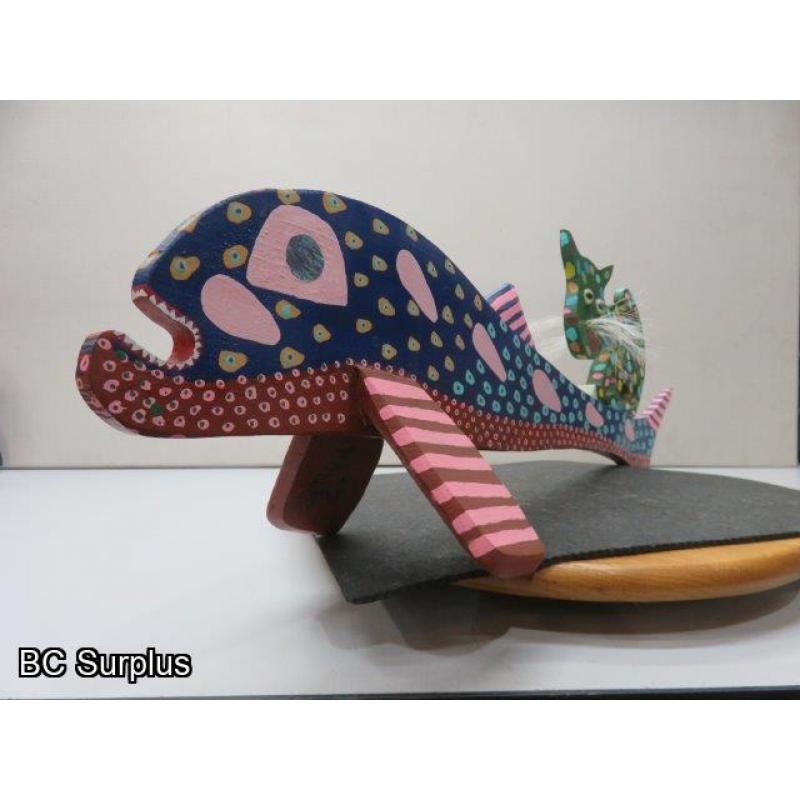 S-74: Folk Art Carved & Painted Wooden Kat Fish