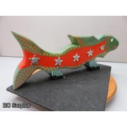 S-75: Folk Art Carved & Painted Fish - “Evolution”