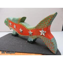 S-75: Folk Art Carved & Painted Fish - “Evolution”