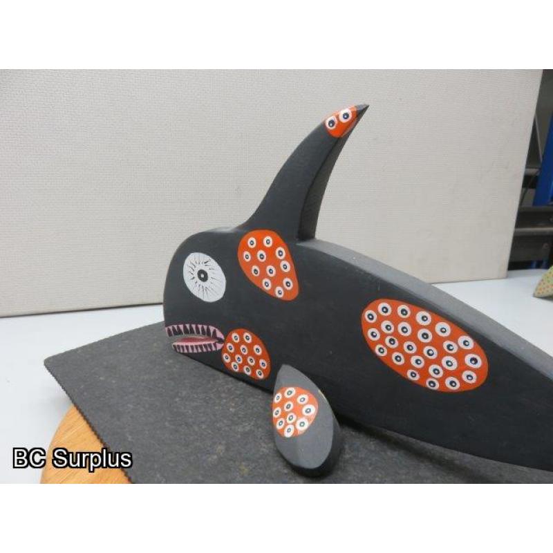 S-76: Folk Art Carved & Painted Killer Whale