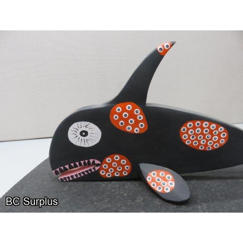 S-76: Folk Art Carved & Painted Killer Whale