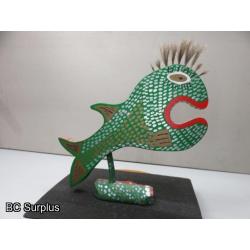 S-77: Folk Art Carved & Painted Fish - “A Red Green Fish”