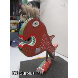 S-77: Folk Art Carved & Painted Fish - “A Red Green Fish”