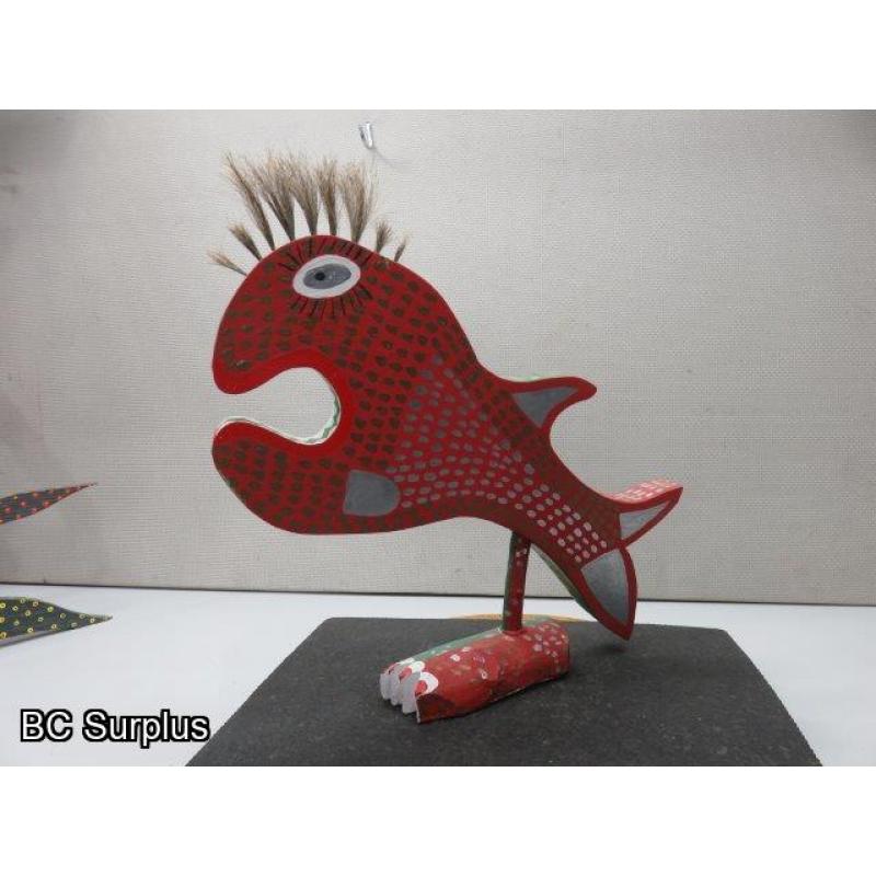 S-77: Folk Art Carved & Painted Fish - “A Red Green Fish”