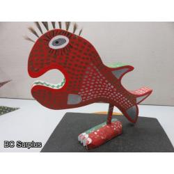 S-77: Folk Art Carved & Painted Fish - “A Red Green Fish”