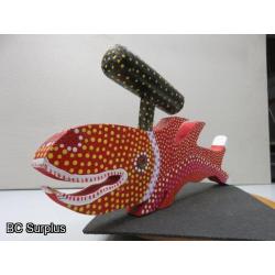 S-78: Folk Art Carved & Painted Hammer Head Shark