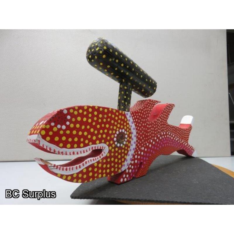 S-78: Folk Art Carved & Painted Hammer Head Shark